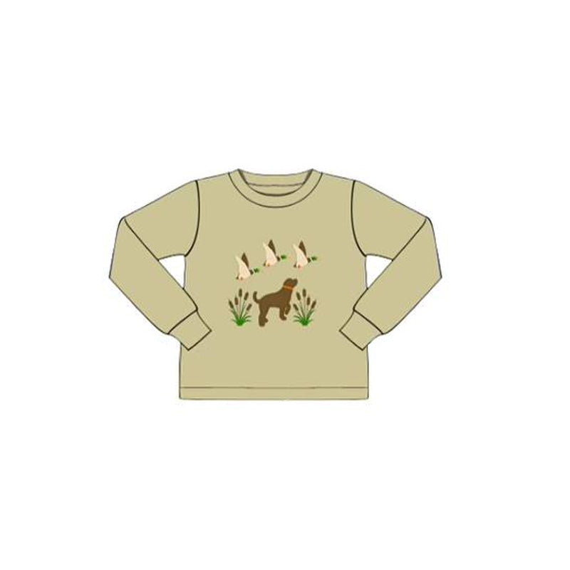 MOQ 5 preorder BT1489 Puppy Duck Khaki Long Sleeve Boys Top 202510