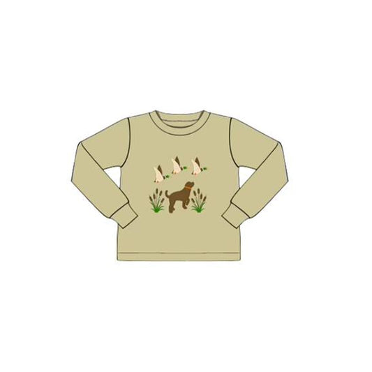 MOQ 5 preorder BT1489 Puppy Duck Khaki Long Sleeve Boys Top 202510