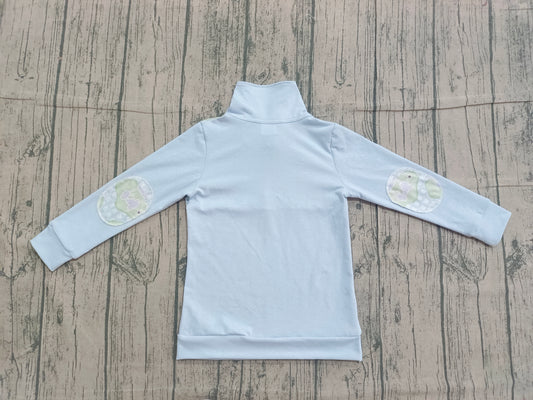 NO MOQ preorder BT1492 Golf Tour Bus Blue Buttons Collar Long Sleeve Boys Top 202512