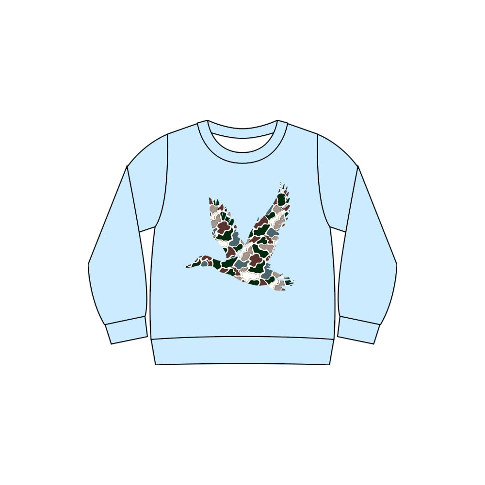 MOQ 5 preorder BT1495 Camouflage Duck Light Blue Long Sleeve Boys Top 202510