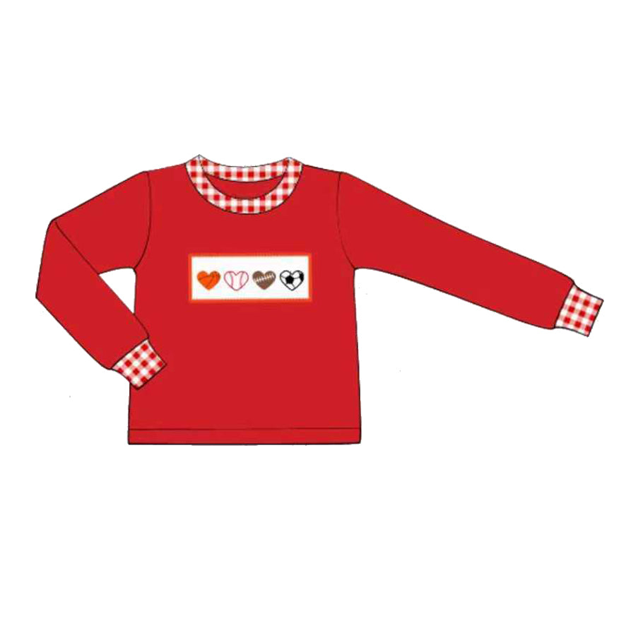 MOQ 5 preorder BT1503 Valentines Day Love Balls Long Sleeve Boys Top 202511