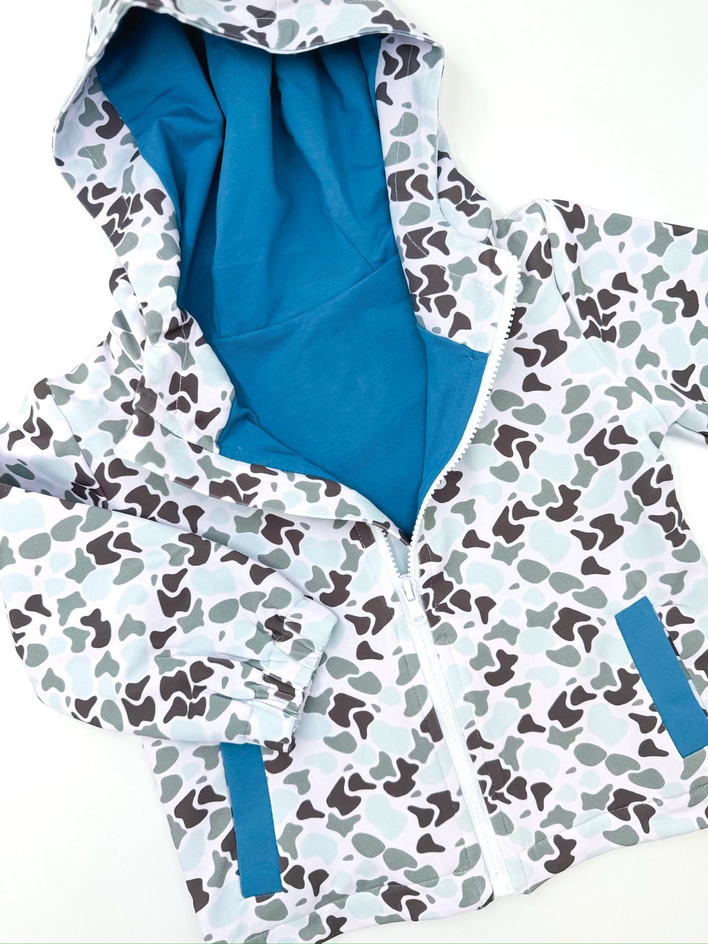 MOQ 5 preorder BT1504 Gray Blue Camouflage Zipper Hooded Long Sleeve Boys Top 202511