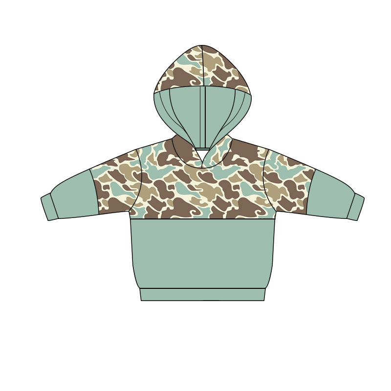 MOQ 5 PCS preorder BT1516 Blue Green Brown Camouflage Hooded Long Sleeve Boys Top 202511