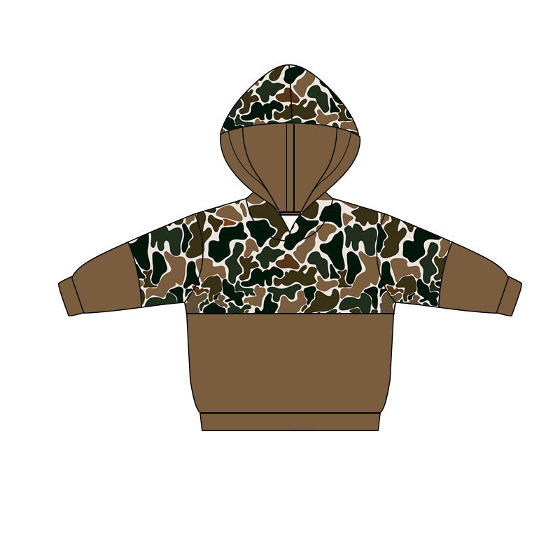 MOQ 5 PCS preorder BT1517 Brown Green Camouflage Hooded Long Sleeve Boys Top 202511