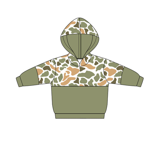 MOQ 5 PCS preorder BT1519 Orange Green Camouflage Hooded Long Sleeve Boys Top 202511