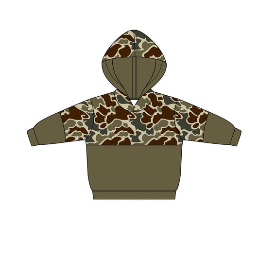 MOQ 5 PCS preorder BT1520 Gray Brown Green Camouflage Hooded Long Sleeve Boys Top 202511