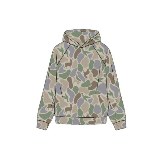 MOQ 5 PCS preorder BT1523 Deer Puppy Duck Gray Green Camouflage Hooded Long Sleeve Boys Top 202511