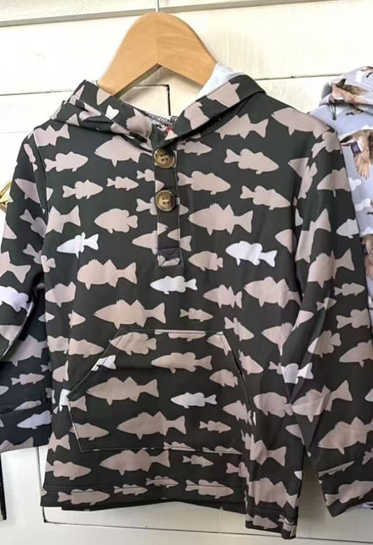 MOQ 5 PCS preorder BT1545 Fish Pattern Pocket Button Hooded Long Sleeve Boys Top 202511