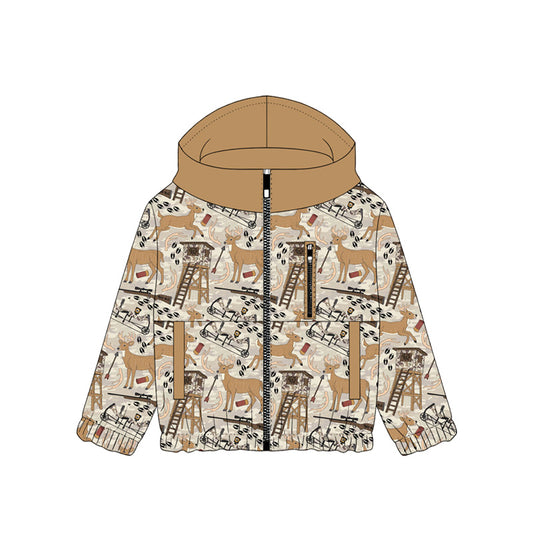 MOQ 5 PCS preorder BT1567 Deer Hunting Brown Camouflage Hooded Zipper Long Sleeve Boys Top 202511