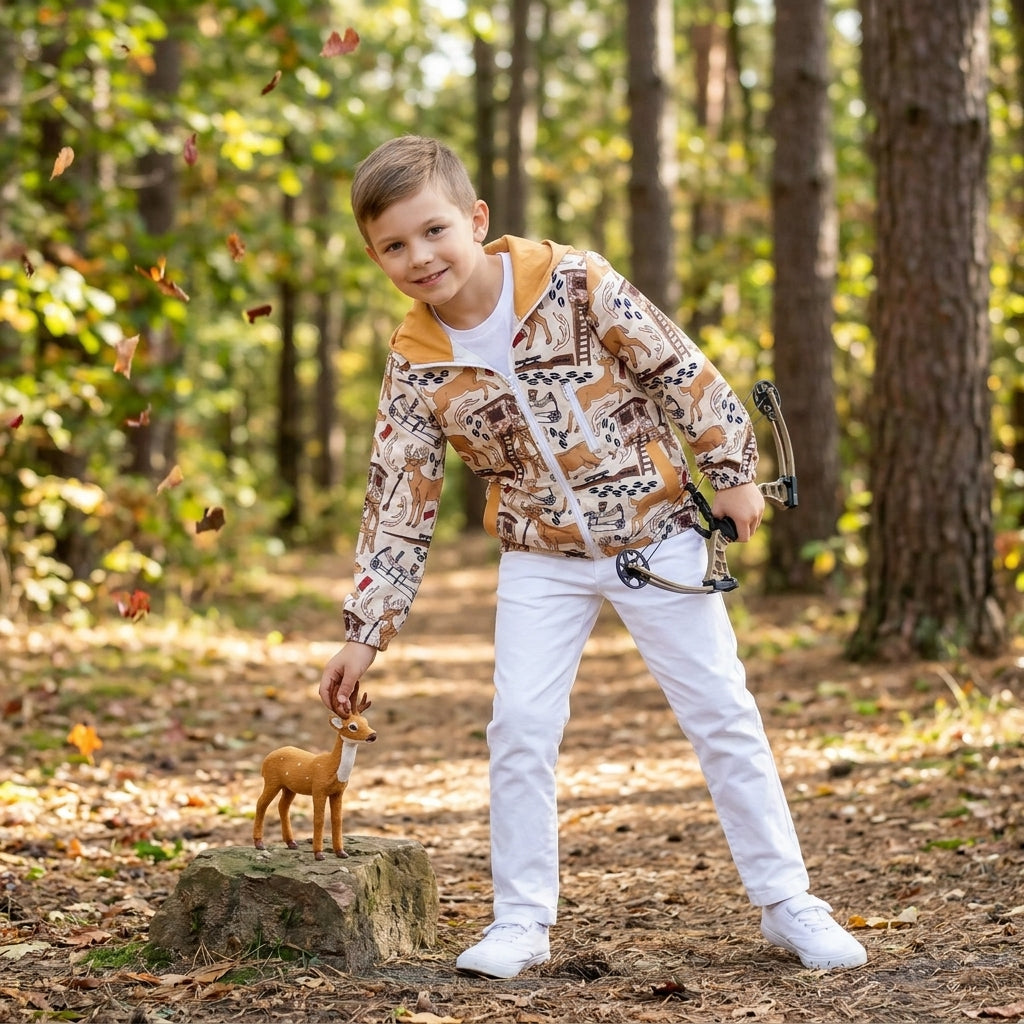 BT1567 Hunting Elk Camo Hoodie Kids Girls Coat