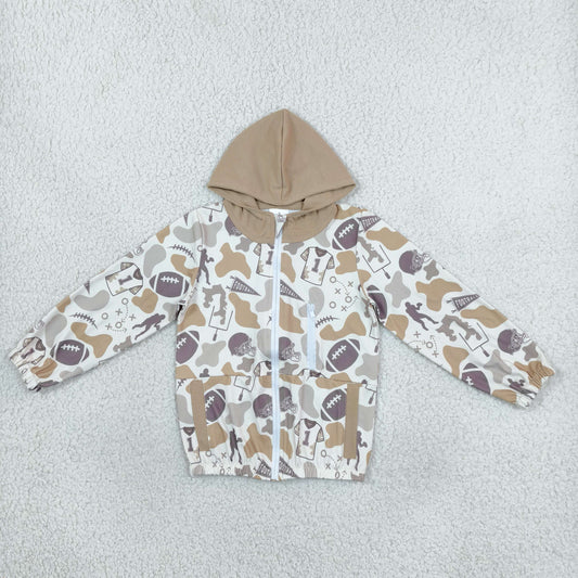 BT1570 Football Camo Hoodie Kids Girls Coat
