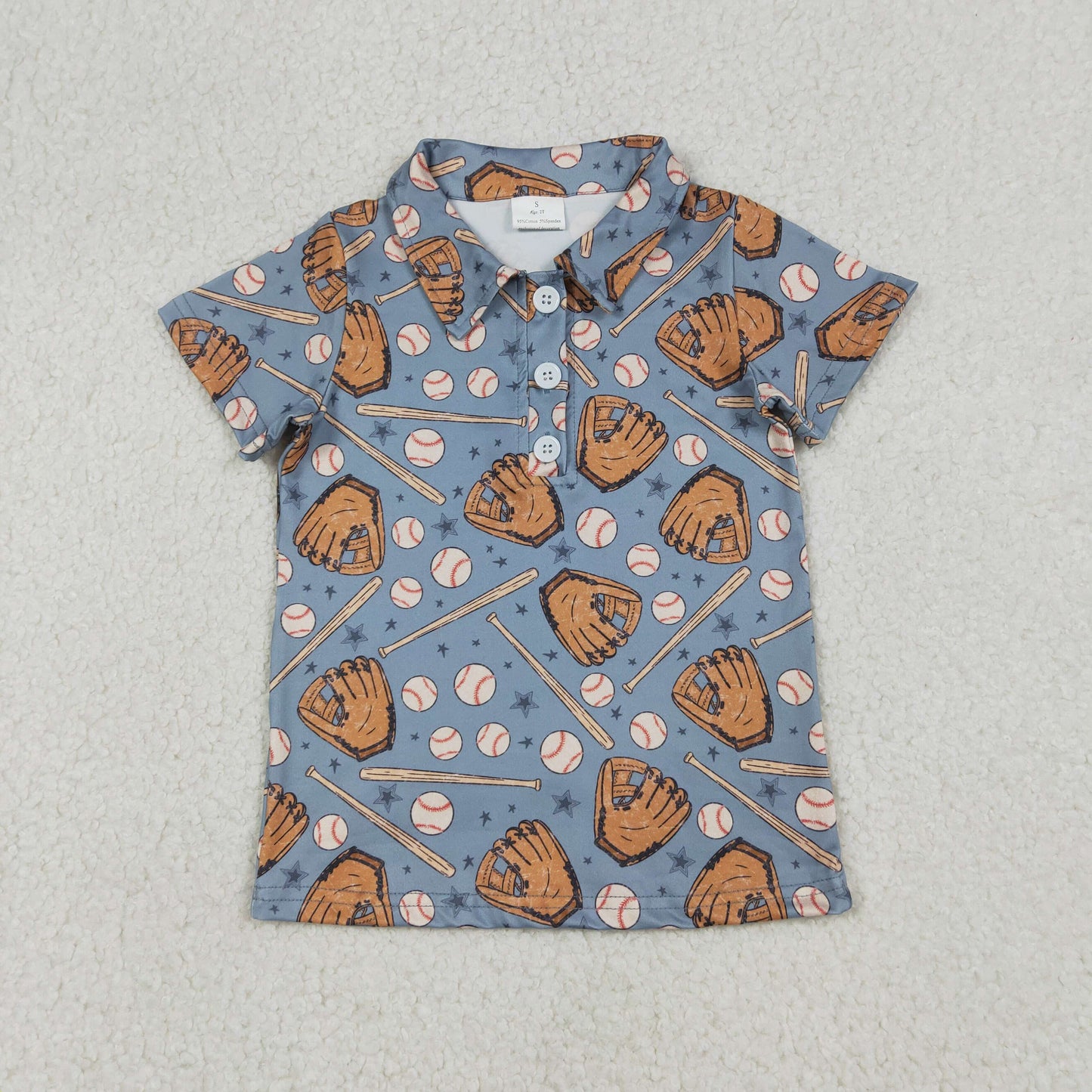 BT1581 Baseball Glove Star Blue Polo Short Sleeve Boys Top 202512 RTS