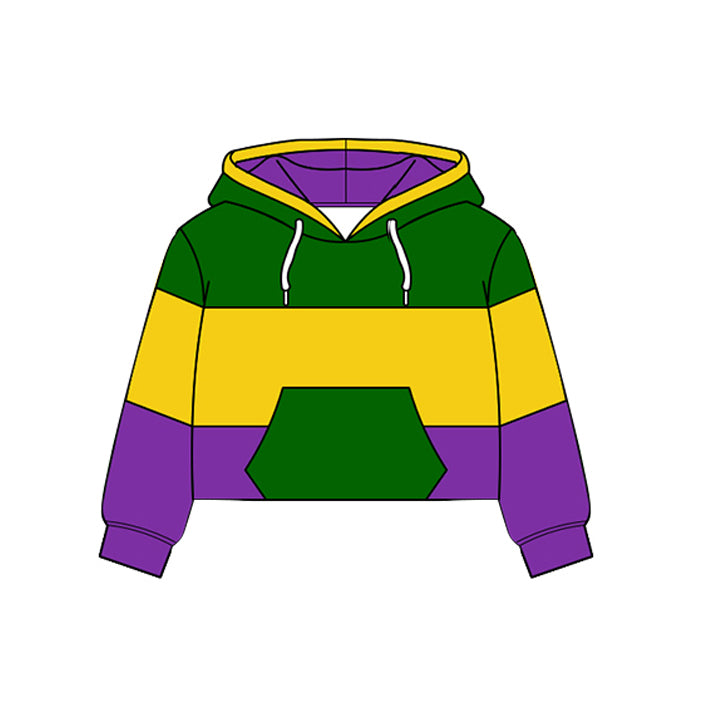 MOQ 5 PCS preorder BT1604 Mardi Gras Hooded Long Sleeve Boys Yoga Top 202511