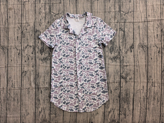 NO MOQ Preorder BT1609 Adult Male Gray Blue Camouflage Buttons Short Sleeve Top 202606