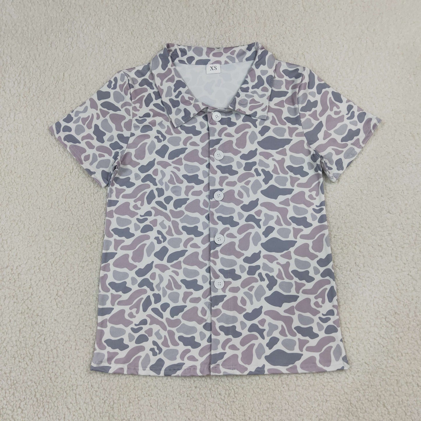BT1609 Adult Male Gray Blue Camouflage Buttons Short Sleeve Top 202607 RTS