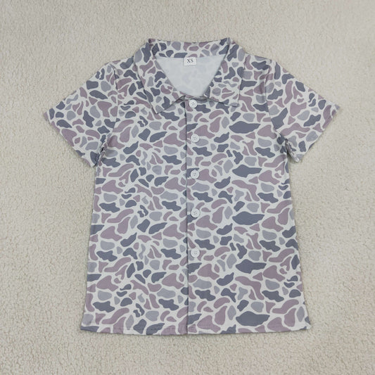 BT1609 Adult Male Gray Blue Camouflage Buttons Short Sleeve Top 202607 RTS
