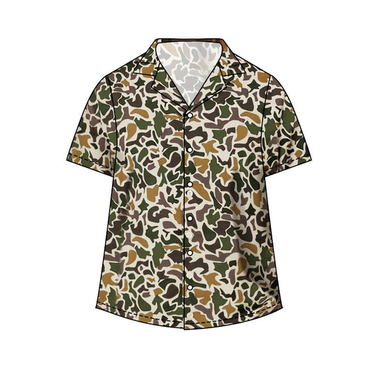 NO MOQ Preorder BT1615 Adult Male Orange Green Brown Camouflage Beige Buttons Short Sleeve Top 202511