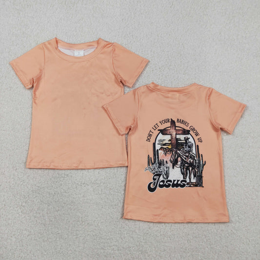 BT1618 Easter Cross Orange Short Sleeve Boys Top 202602 RTS