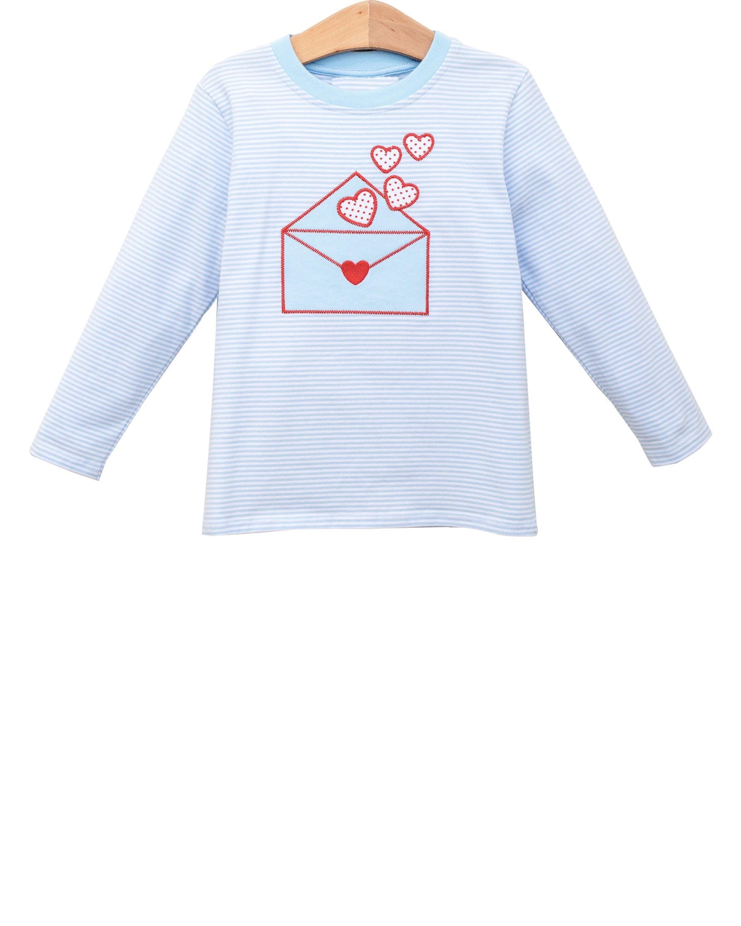 MOQ 5 PCS preorder BT1642 Valentines Day Love Blue Stripe Long Sleeve Boys Top 202512