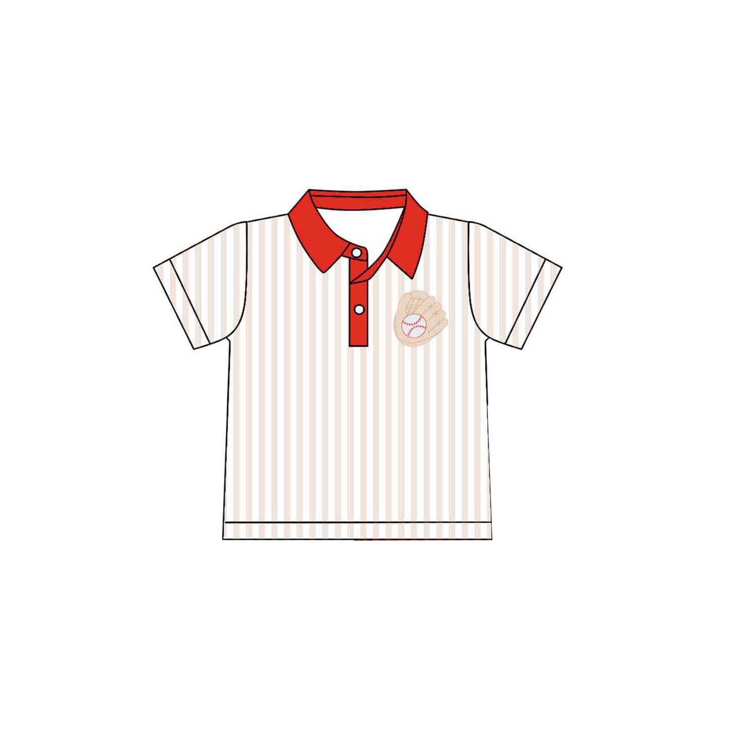MOQ 5 PCS preorder BT1643 Baseball Stripe Red Polo Short Sleeve Boys Top 202512