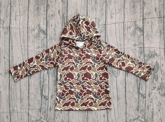 NO MOQ preorder BT1650 Brown Camouflage Hooded Long Sleeve Boys Top 202512