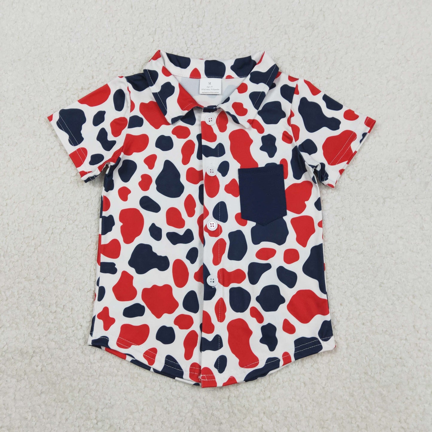 BT1656 Navy Pocket Camouflage Buttons Polo Short Sleeve Boys Top 202601 RTS