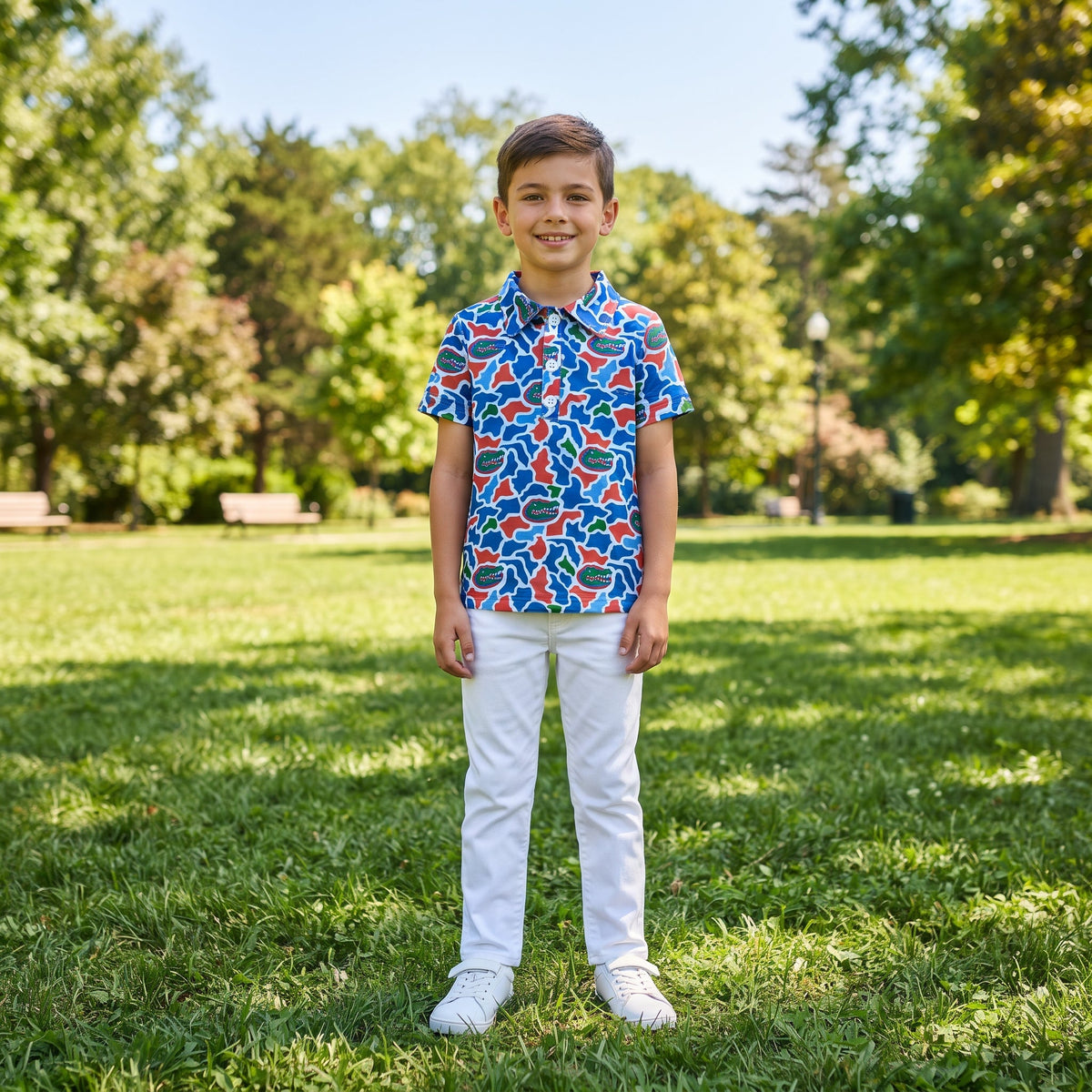 BT1695 Mascot School Team Camo Kids Boys Polo Shirt Top