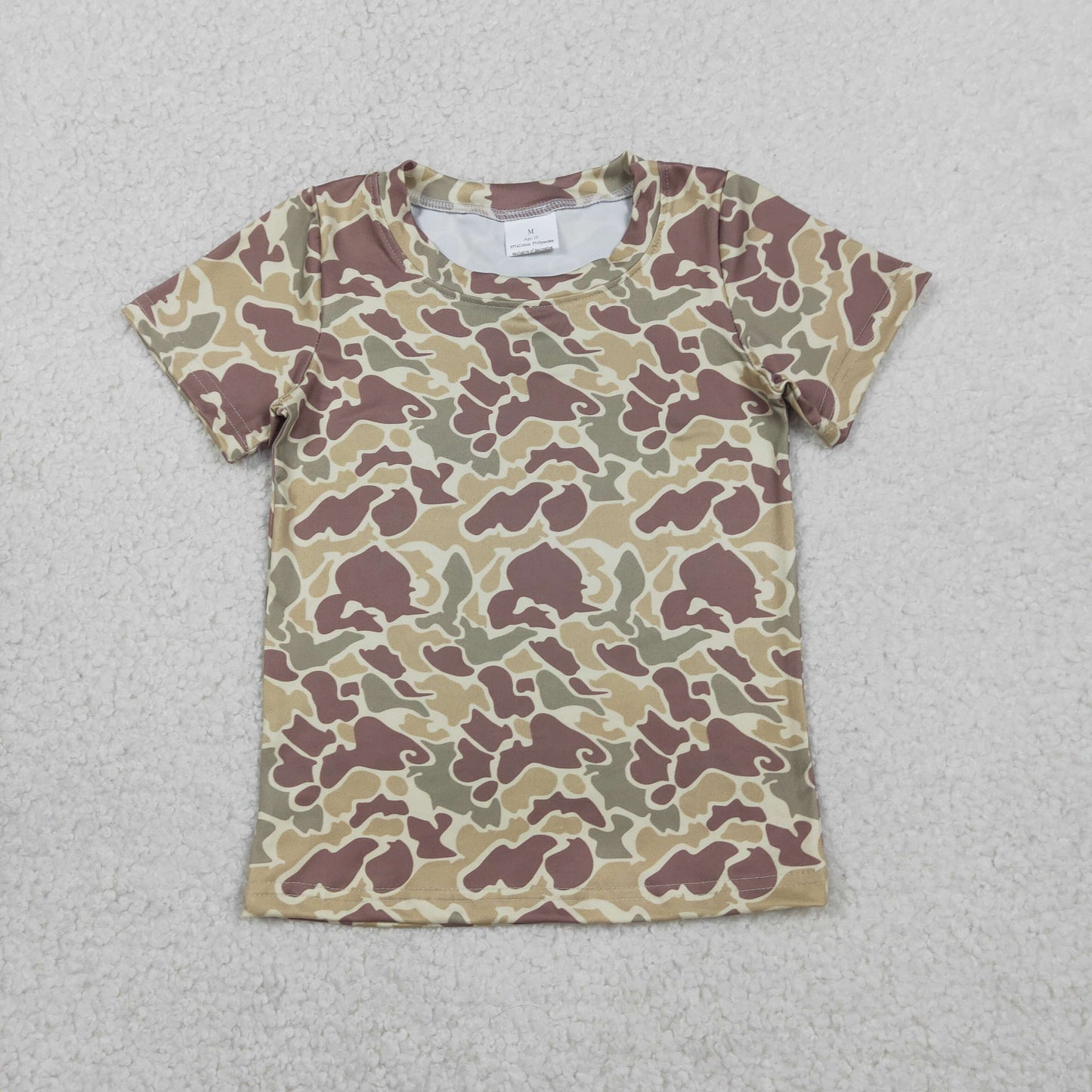 BT1713 Light Brown Green Camouflage Short Sleeve Boys Top 202602 RTS
