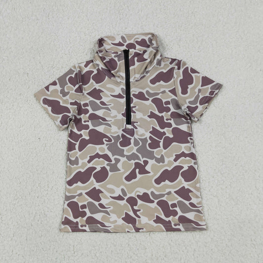 BT1727 Gray Green Camouflage Zip Polo Short Sleeve Boys Top 202605 RTS
