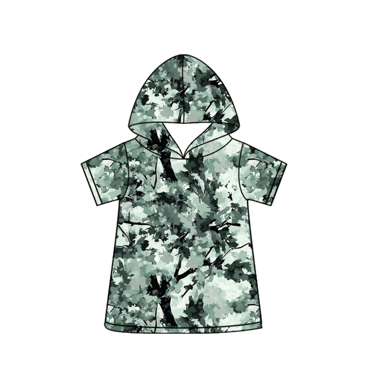 MOQ 5 PCS preorder BT1735 Branches Leaves Green Hooded Short Sleeve Boys Top 202602