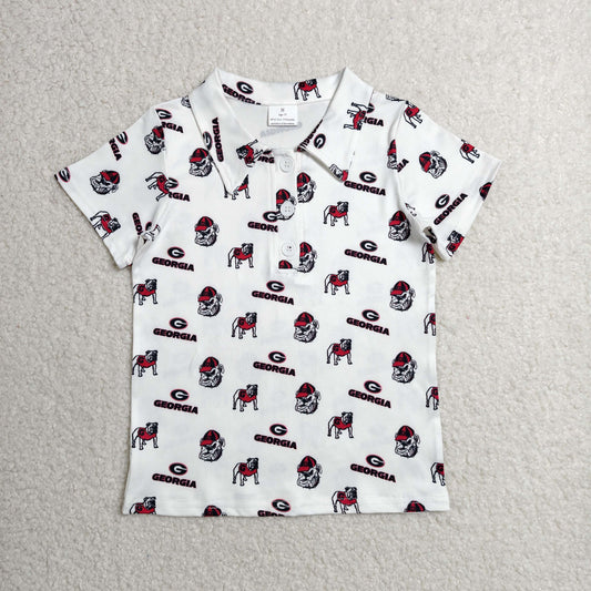 BT1756 GO TEAM Georgia Dog White Polo Short Sleeve Boys Top 202606 RTS