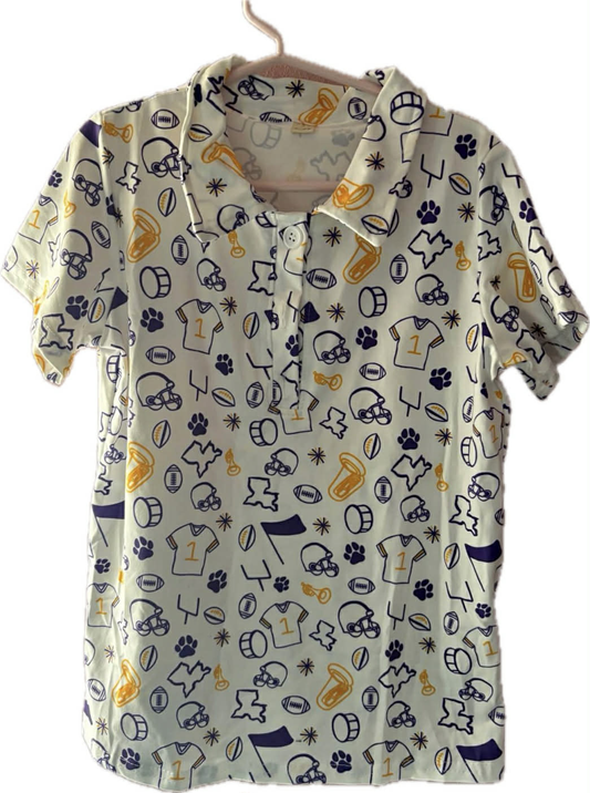 MOQ 5 PCS Preorder BT1760 Adult Male GO TEAM Helmet Puppy Paw Print Beige Polo Buttons Short Sleeve Top 202603