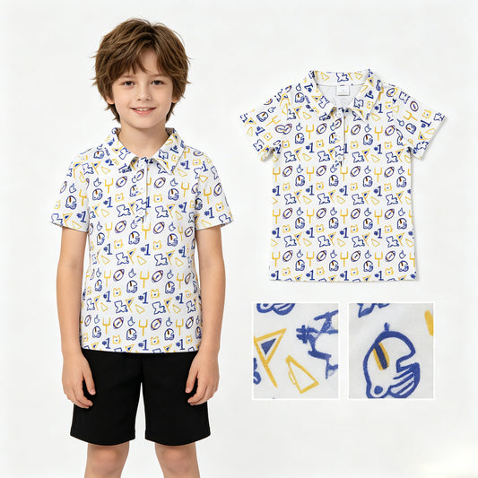 BT1763 GO TEAM Helmet Gesture White Polo Short Sleeve Boys Top 202605 RTS