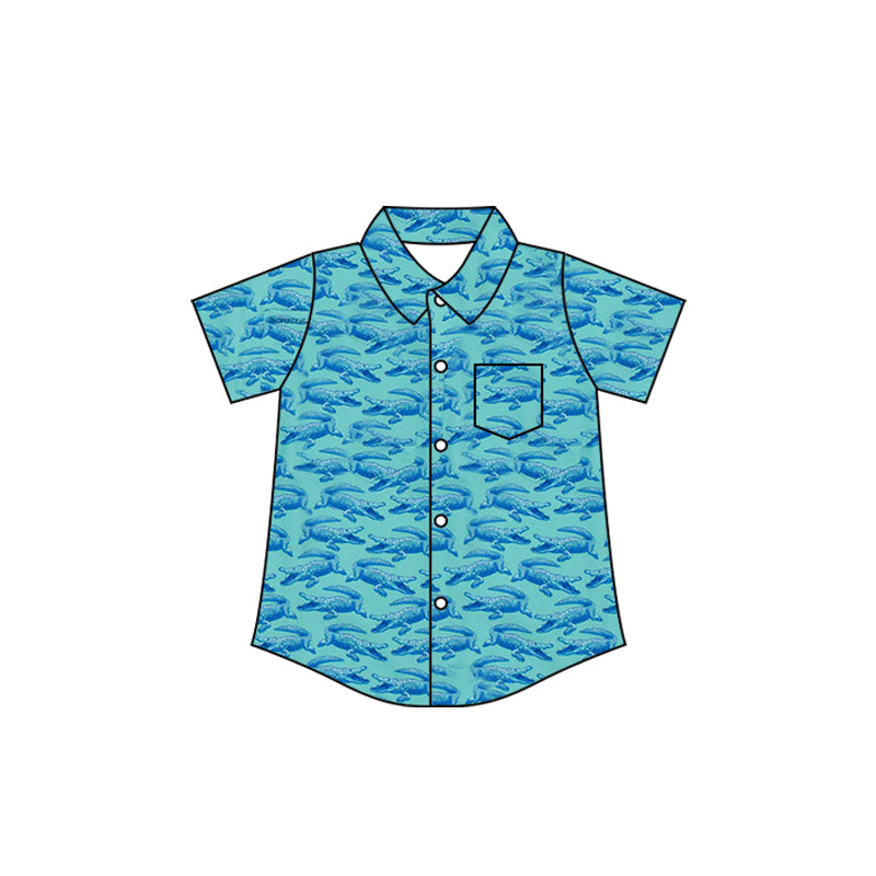 MOQ 5 PCS preorder BT1780 Crocodile Blue Green Buttons Polo Short Sleeve Boys Top 202604
