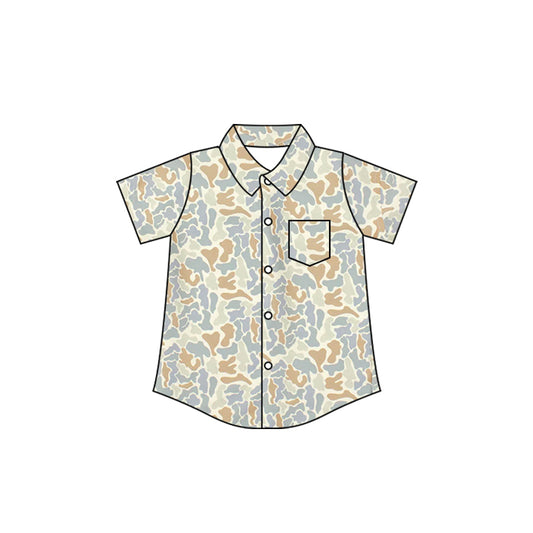 MOQ 5 PCS preorder BT1781 Light Color Camouflage Buttons Polo Short Sleeve Boys Top 202604