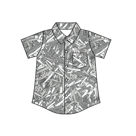 MOQ 5 PCS preorder BT1784 Dead Branch Pattern Gray Buttons Polo Short Sleeve Boys Top 202604