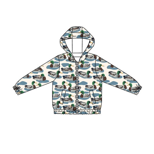MOQ 5 PCS preorder BT1816 Duck Hunting Beige Hooded Zip Long Sleeve Boys Top with Pocket 202604