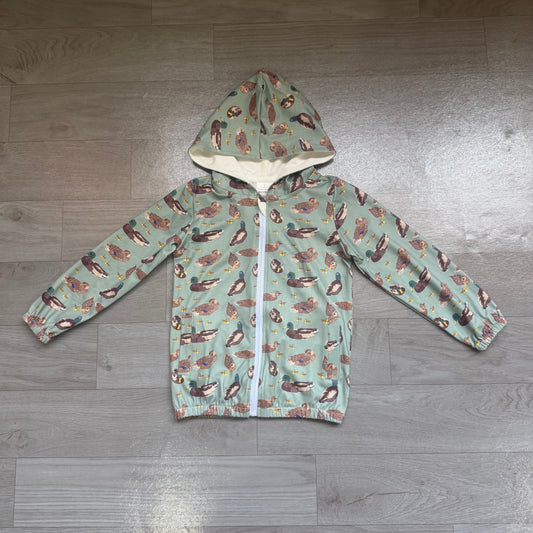 NO MOQ preorder BT1818 Duck Hunting Green Hooded Zip Long Sleeve Boys Top with Pocket 202607