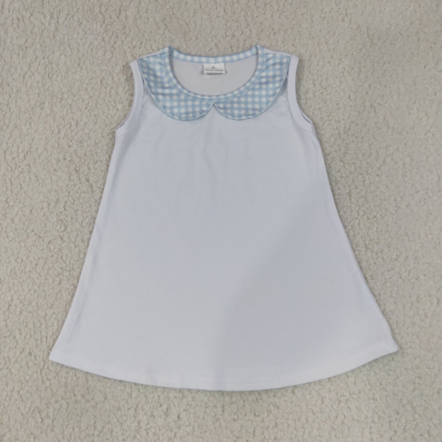 BT1847 Blue Plaid Doll Collar Sleeveless Girls Tops 202607 RTS