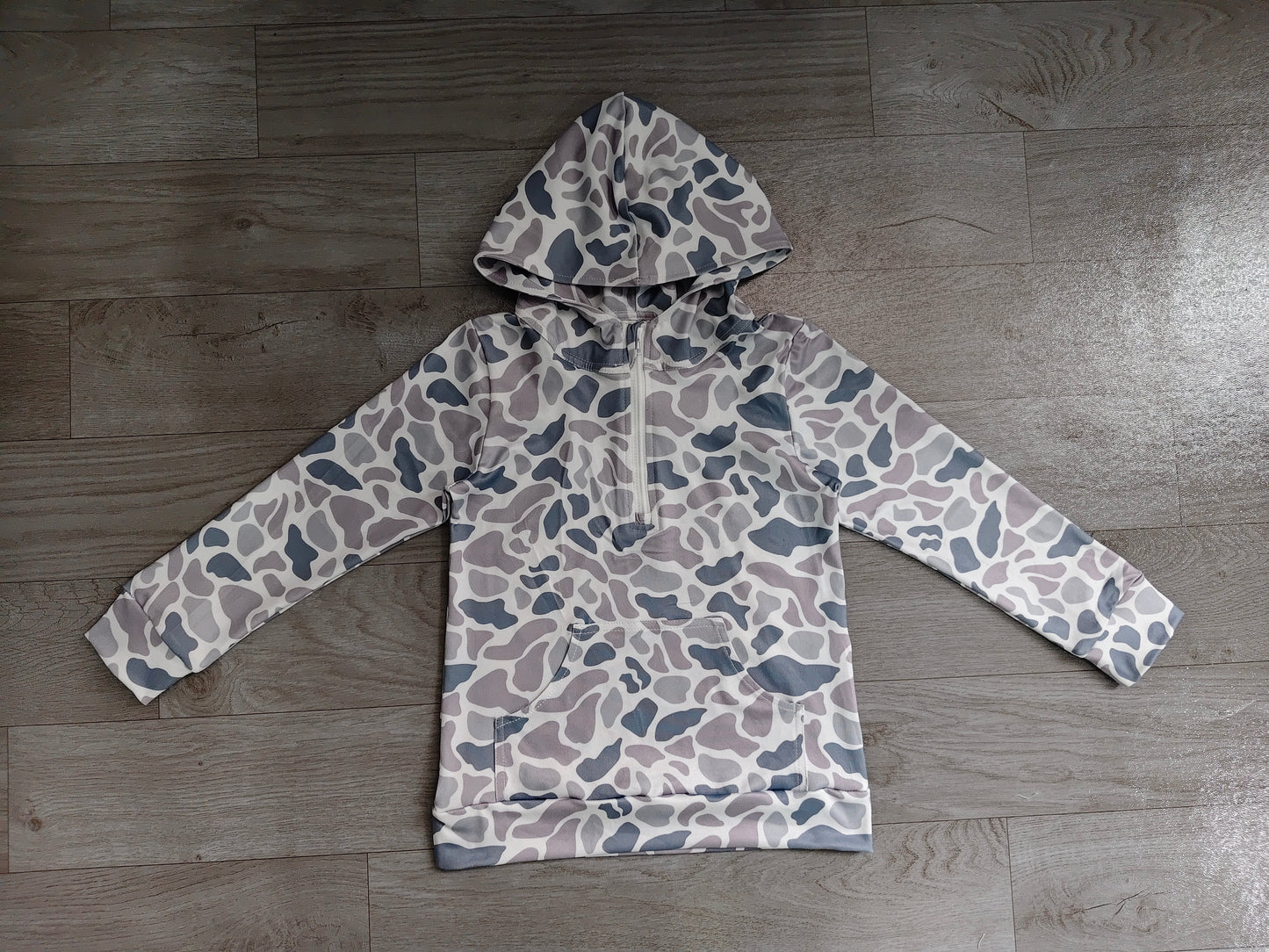 NO MOQ preorder BT1849 Gray Blue Camo Hooded Long Sleeve Boys Top 202606