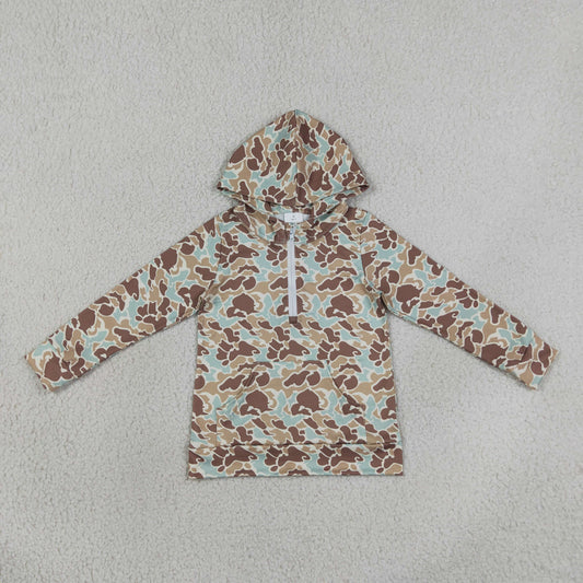 BT1850 Green Brown Camo Hooded Long Sleeve Boys Top 202607 RTS