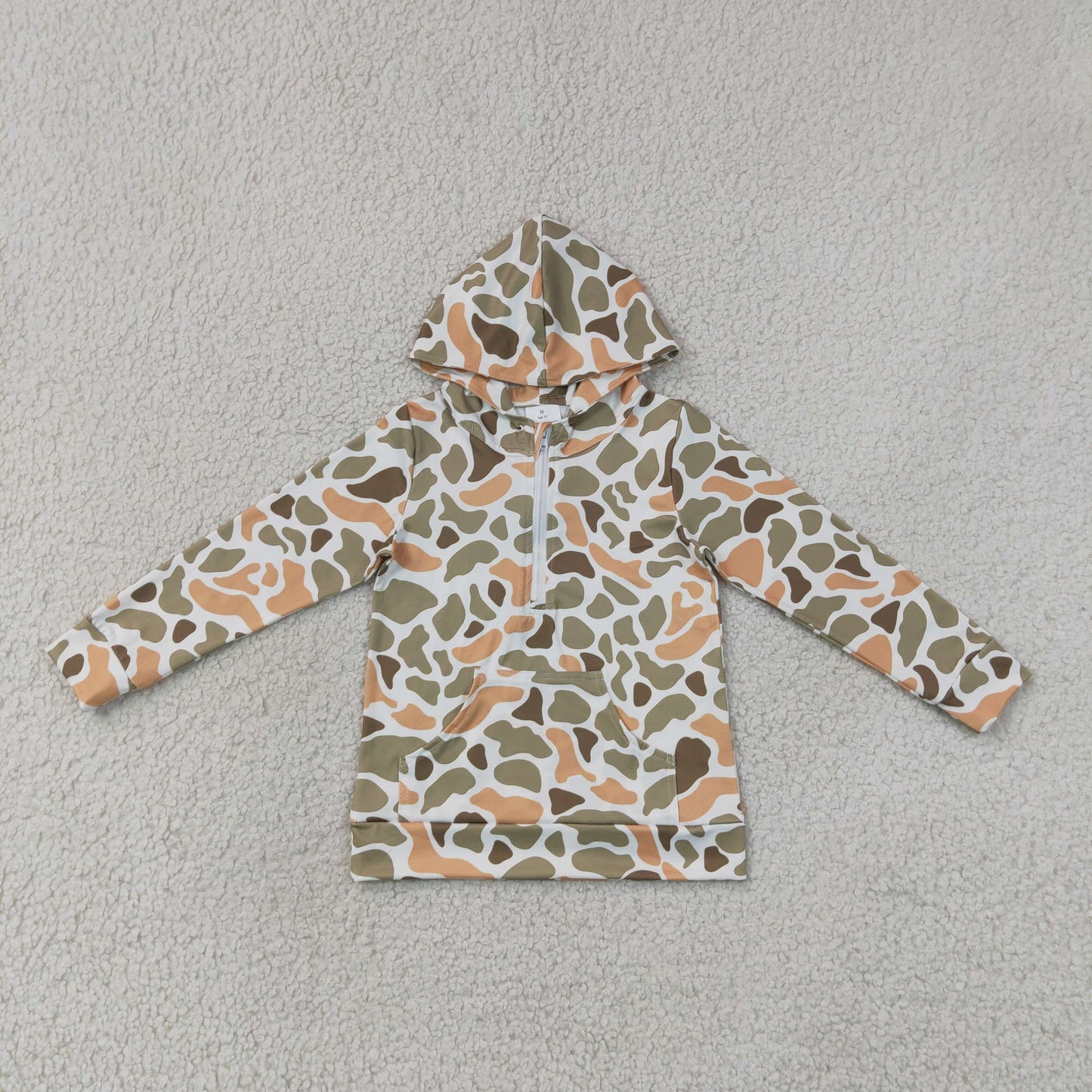 BT1853 Orange Green Camo Hooded Long Sleeve Boys Top 202607 RTS