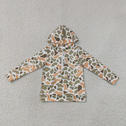 BT1853 Orange Green Camo Hooded Long Sleeve Boys Top 202607 RTS