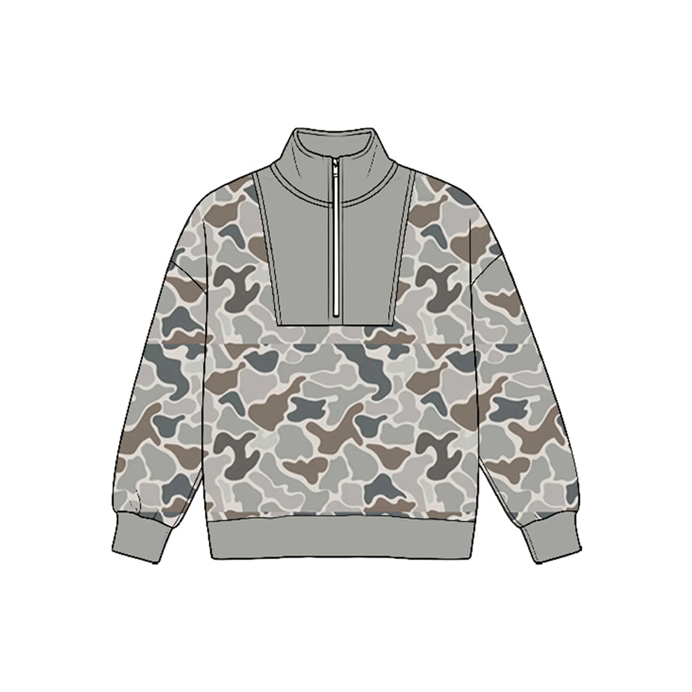 MOQ 5pcs BT1936 pre-order toddler boy clothes hunting camo zipper boy winter top shirt-2026.8.25