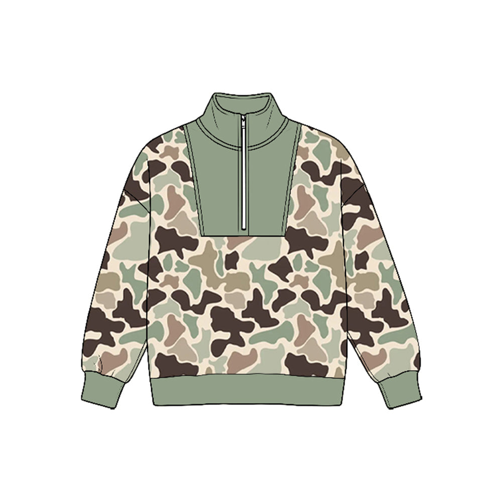 MOQ 5pcs BT1937 pre-order toddler boy clothes hunting camo zipper boy winter top shirt-2026.8.25