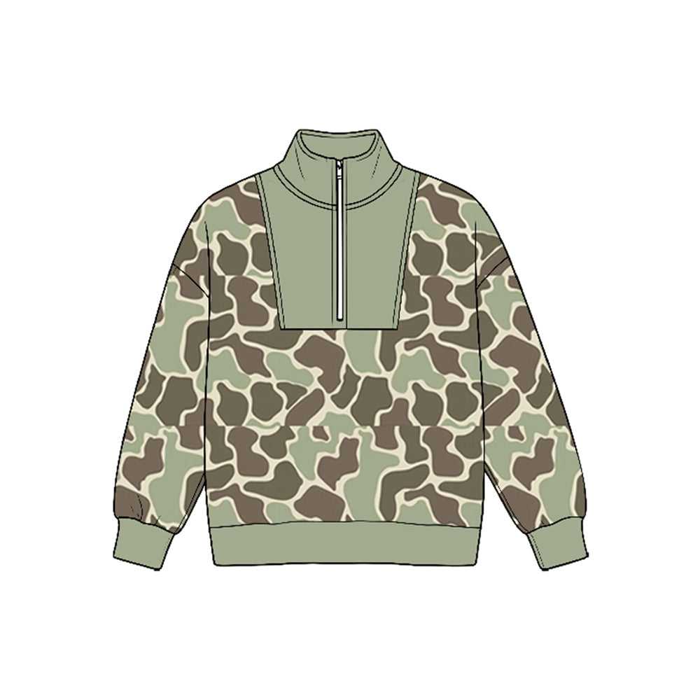 MOQ 5pcs BT1938 pre-order toddler boy clothes hunting camo zipper boy winter top shirt-2026.8.25