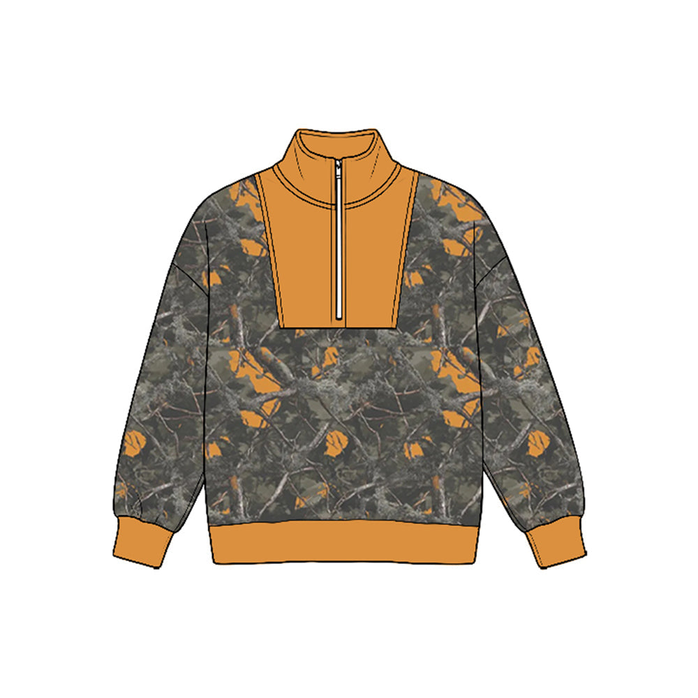 MOQ 5pcs BT1939 pre-order toddler boy clothes hunting camo zipper boy winter top shirt-2026.8.25