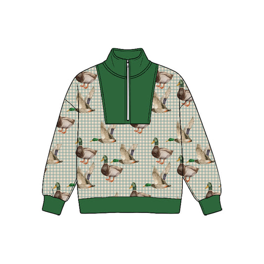 MOQ 5pcs BT1945 pre-order toddler boy clothes mallard ducks zipper boy winter top shirt-2026.8.25