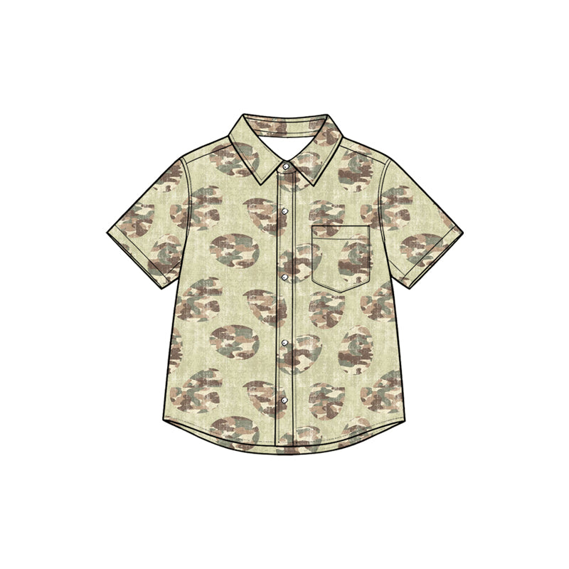 BT1955 pre-order toddler kid clothes easter camo print boy short sleeve shirt-2026.8.27
