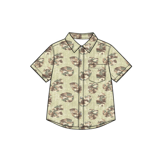 BT1955 pre-order toddler kid clothes easter camo print boy short sleeve shirt-2026.8.27